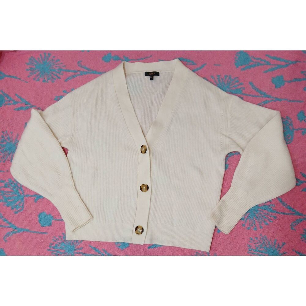 Quince womens small sweater cardigan baby alpaca wool cream soft texture light